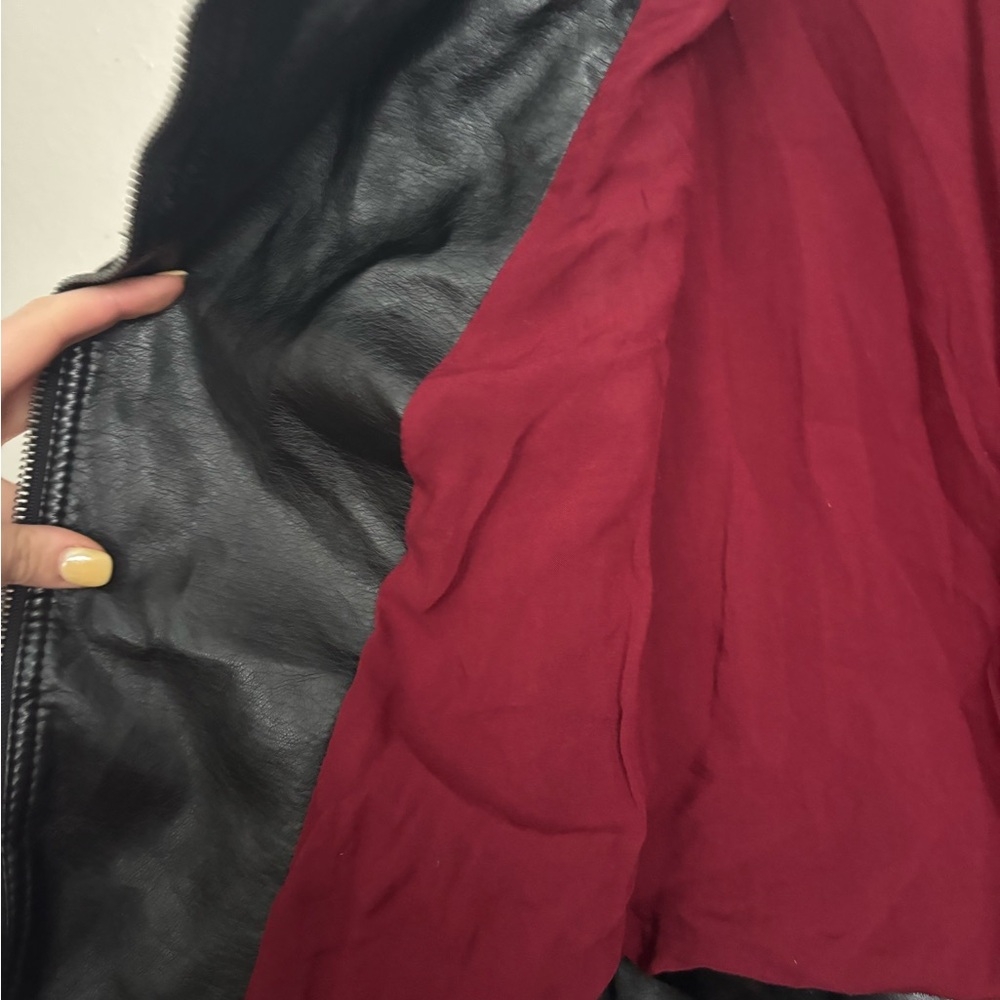 We The Free People Black Fenix Faux Leather Moto ZIP UP Jacket Sz. M - Picture 6 of 9